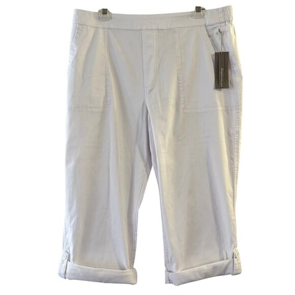 NWT Soft Surroundings Barbados Convertible Crop Cotton Lyocell Pants White Large - Picture 5 of 12